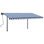 VidaXL Luifel automatisch met LED en windsensor 4,5x3,5 m blauw en wit