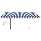VidaXL Luifel automatisch met LED en windsensor 4,5x3,5 m blauw en wit