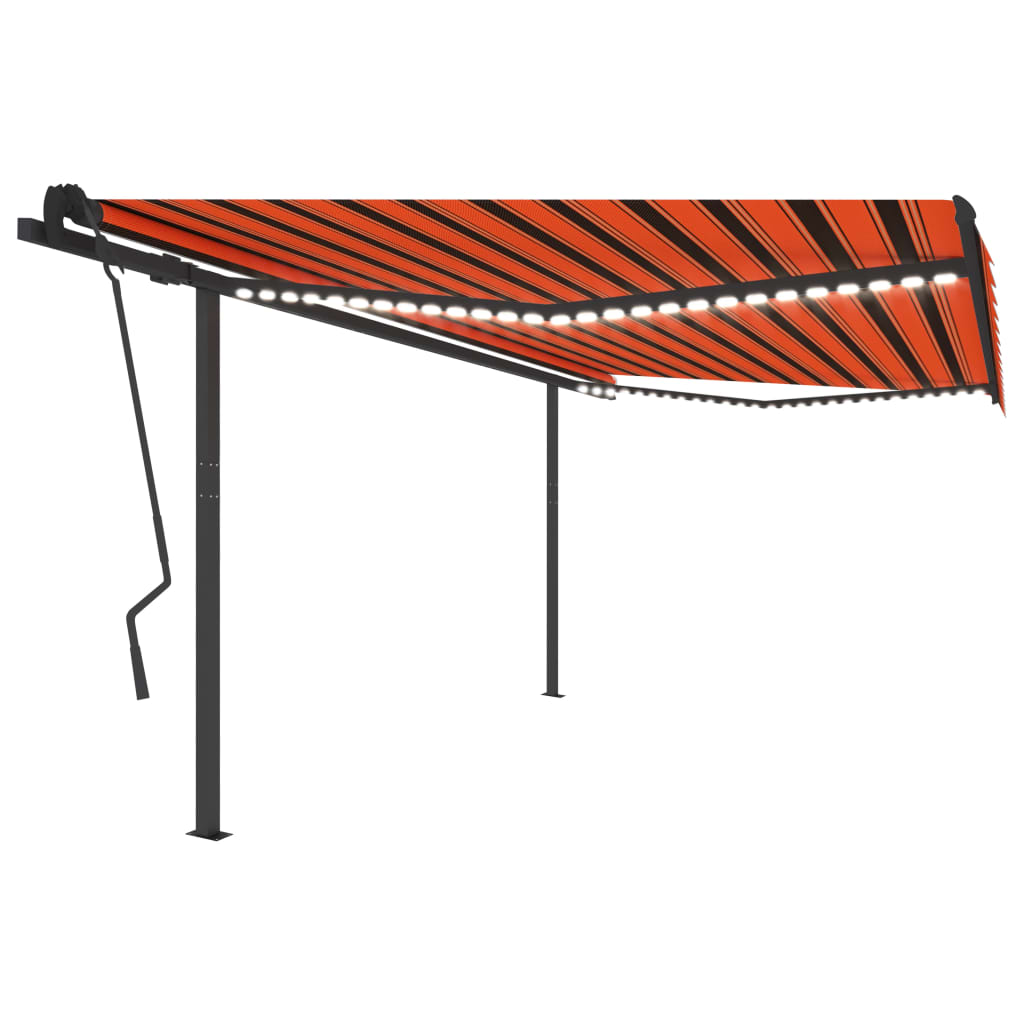 VidaXL Luifel automatisch met LED en windsensor 4,5x3,5 m oranje bruin