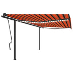 VidaXL Luifel automatisch met LED en windsensor 4,5x3,5 m oranje bruin