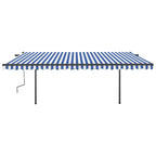 VidaXL Luifel handmatig uittrekbaar met palen 5x3,5 m blauw en wit