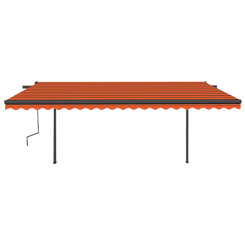 VidaXL Luifel handmatig uittrekbaar met palen 5x3,5 m oranje en bruin
