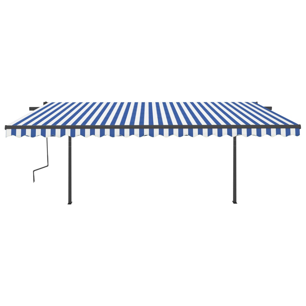 VidaXL Luifel handmatig uittrekbaar met LED 5x3,5 m blauw en wit