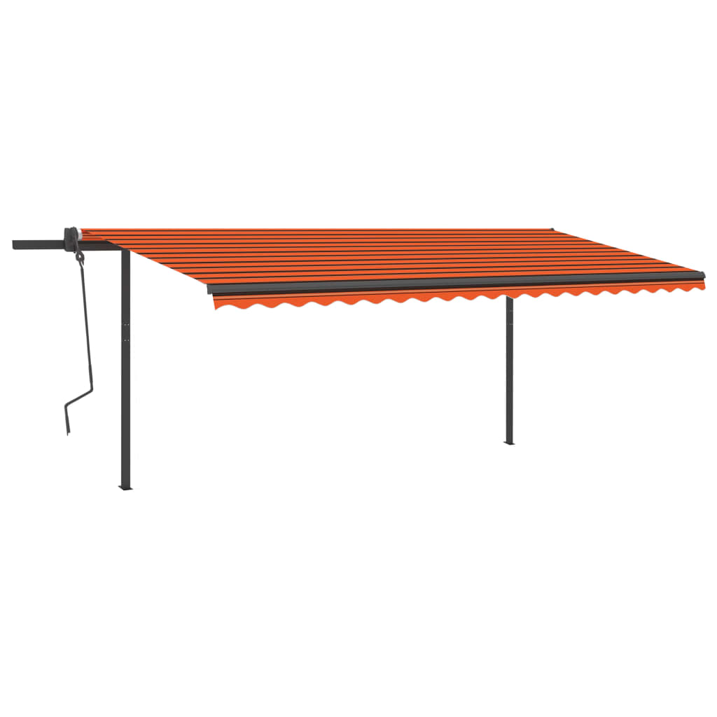 VidaXL Luifel automatisch uittrekbaar met palen 5x3,5 m oranje bruin