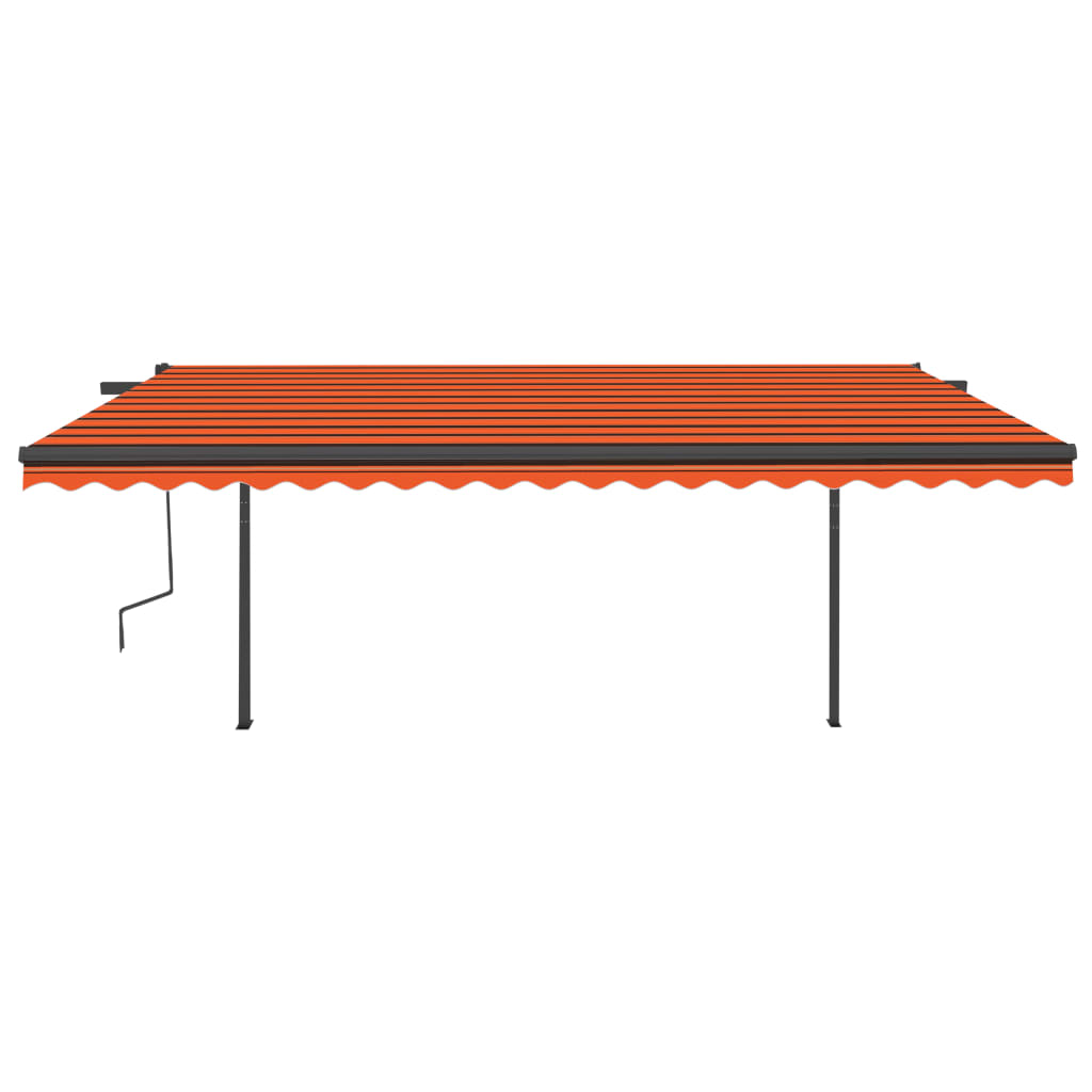 VidaXL Luifel automatisch uittrekbaar met palen 5x3,5 m oranje bruin