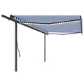 VidaXL Luifel automatisch met LED en windsensor 5x3,5 m blauw en wit
