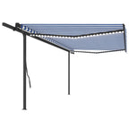 VidaXL Luifel automatisch met LED en windsensor 5x3,5 m blauw en wit