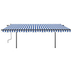 VidaXL Luifel automatisch met LED en windsensor 5x3,5 m blauw en wit