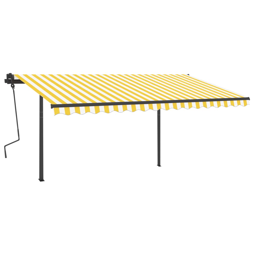 VidaXL Luifel automatisch met LED en windsensor 5x3,5 m geel en wit