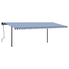 VidaXL Luifel handmatig uittrekbaar met palen 6x3,5 m blauw en wit