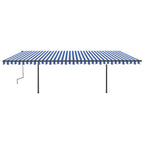 VidaXL Luifel handmatig uittrekbaar met palen 6x3,5 m blauw en wit