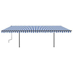 VidaXL Luifel handmatig uittrekbaar met LED 6x3,5 m blauw en wit