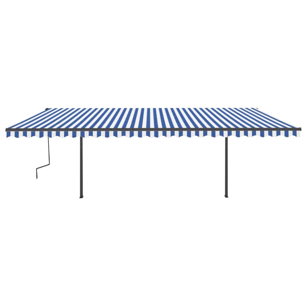VidaXL Luifel handmatig uittrekbaar met LED 6x3,5 m blauw en wit