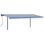 VidaXL Luifel automatisch uittrekbaar met palen 6x3,5 m blauw en wit
