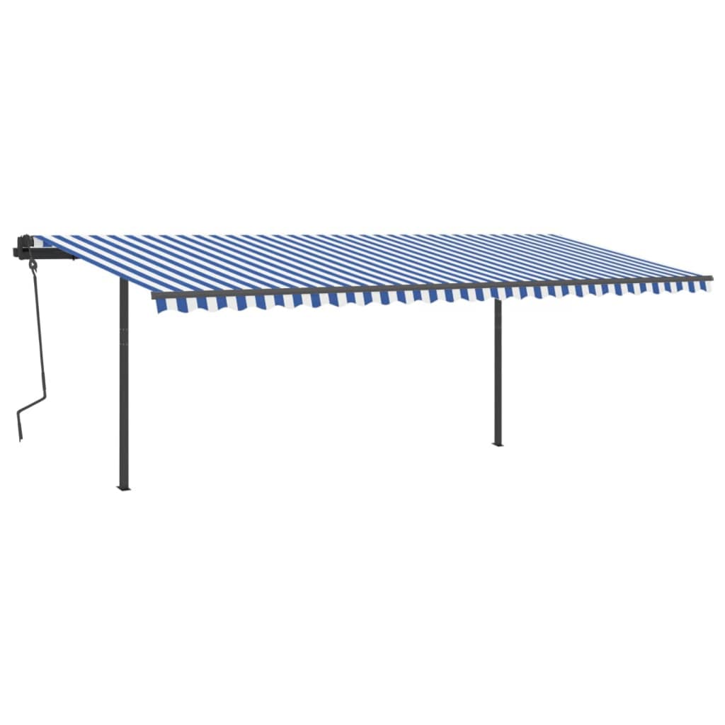 VidaXL Luifel automatisch uittrekbaar met palen 6x3,5 m blauw en wit