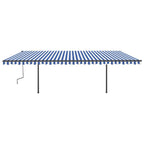 VidaXL Luifel automatisch uittrekbaar met palen 6x3,5 m blauw en wit