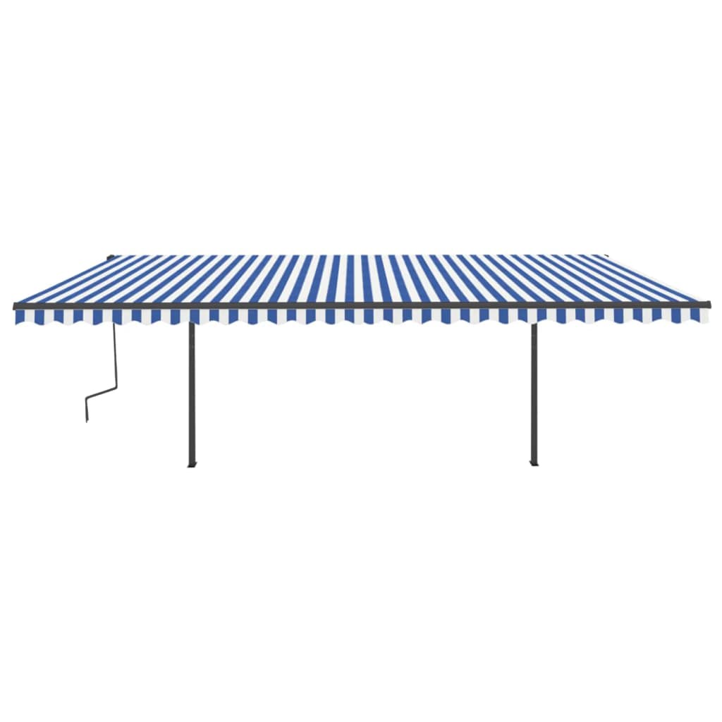 VidaXL Luifel automatisch uittrekbaar met palen 6x3,5 m blauw en wit