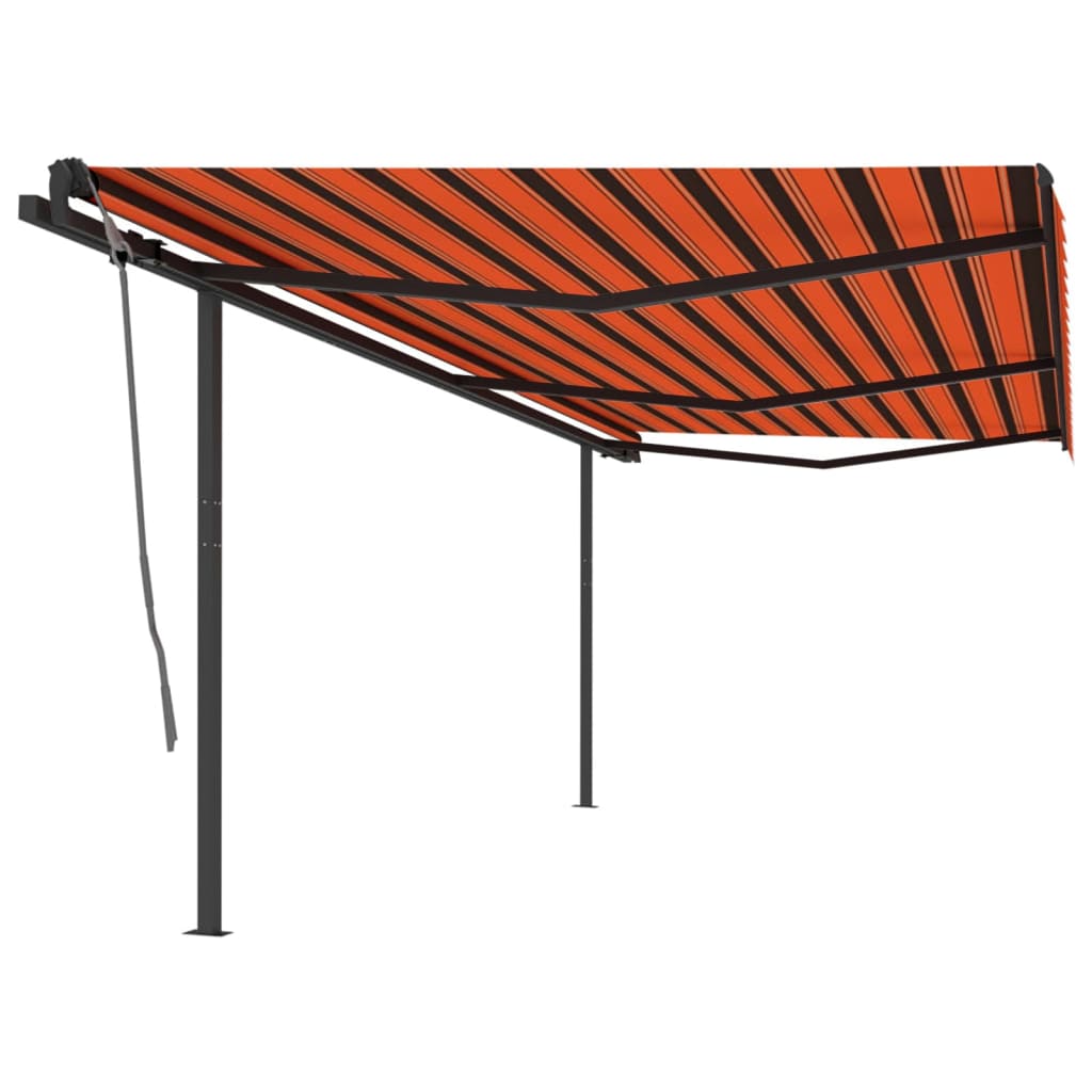 VidaXL Luifel automatisch uittrekbaar met palen 6x3,5 m oranje bruin