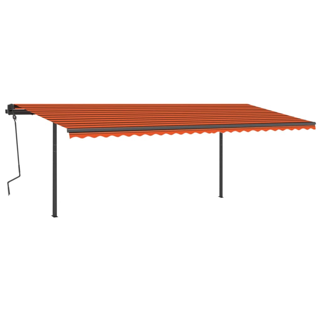 VidaXL Luifel automatisch uittrekbaar met palen 6x3,5 m oranje bruin