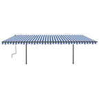 VidaXL Luifel automatisch met LED en windsensor 6x3,5 m blauw en wit