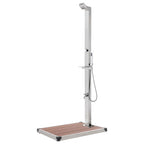 Vidaxl buitendouche met bruine basis 225 cm roestvrij staal