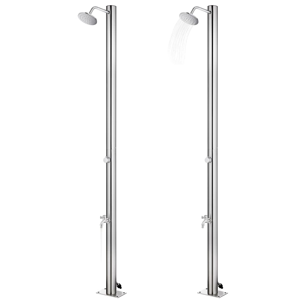 Vidaxl buitendouche met bruine basis 220 cm roestvrij staal