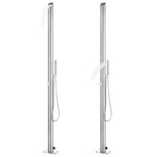 Vidaxl buitendouche met bruine basis 225 cm roestvrij staal
