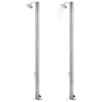 Vidaxl buitendouche met grijze basis 220 cm roestvrij staal