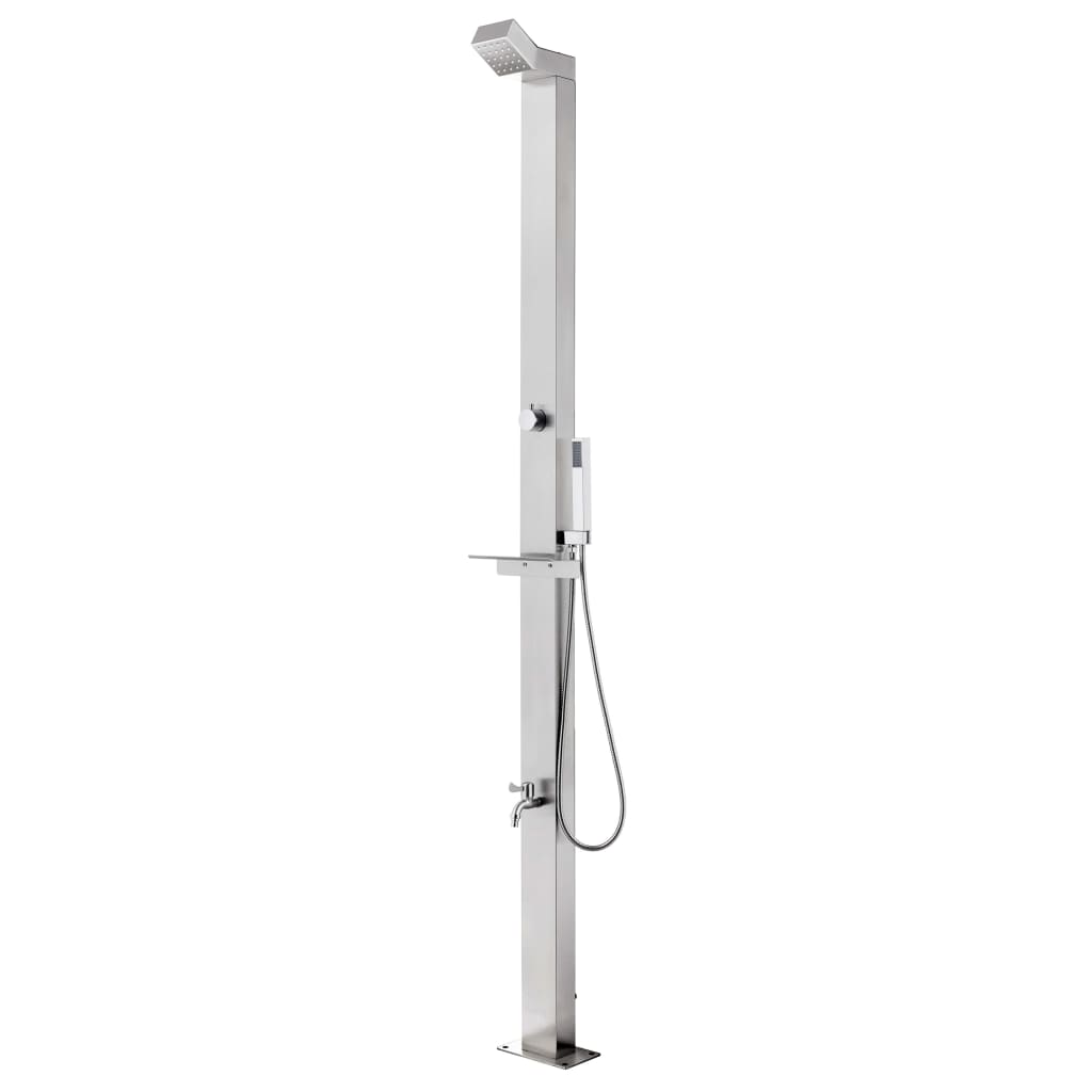 Vidaxl buitendouche met bruine basis 225 cm roestvrij staal