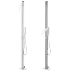 Vidaxl buitendouche met grijze basis 225 cm roestvrij staal