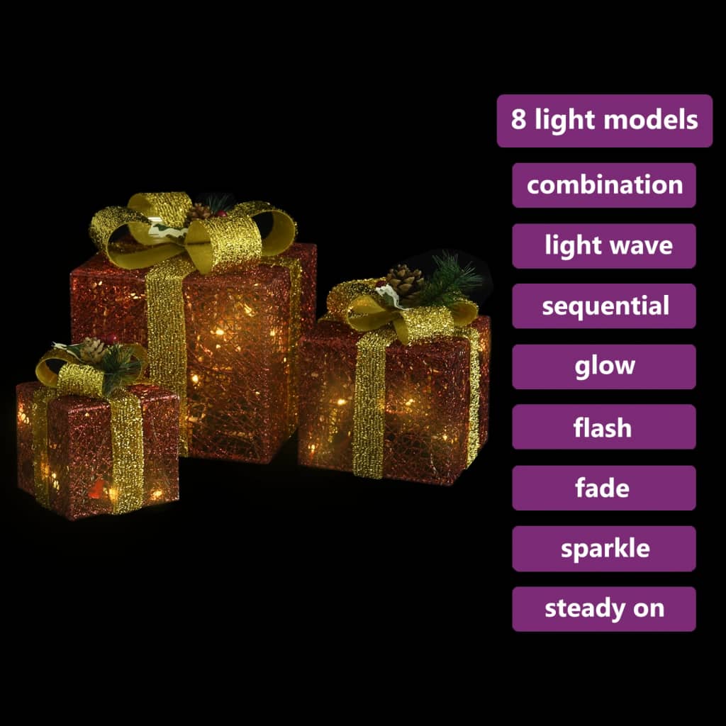 Vidaxl kerstdecoratie geschenkdozen 3 st binnen buiten rood