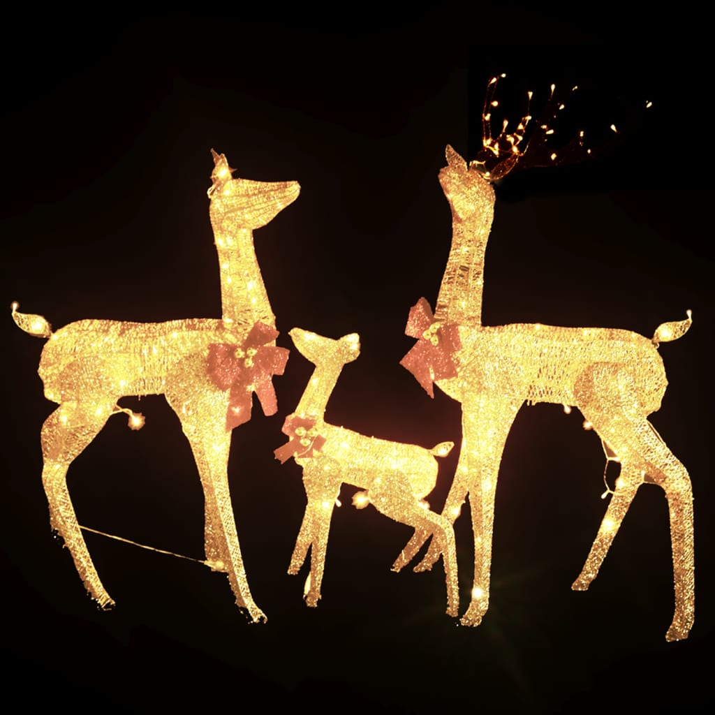 VidaXL Kerstversiering rendierfamilie 201 LED's goudkleurig