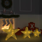 VidaXL Kerstdecoratiesterren 3 st LED buiten binnen mesh goudkleurig