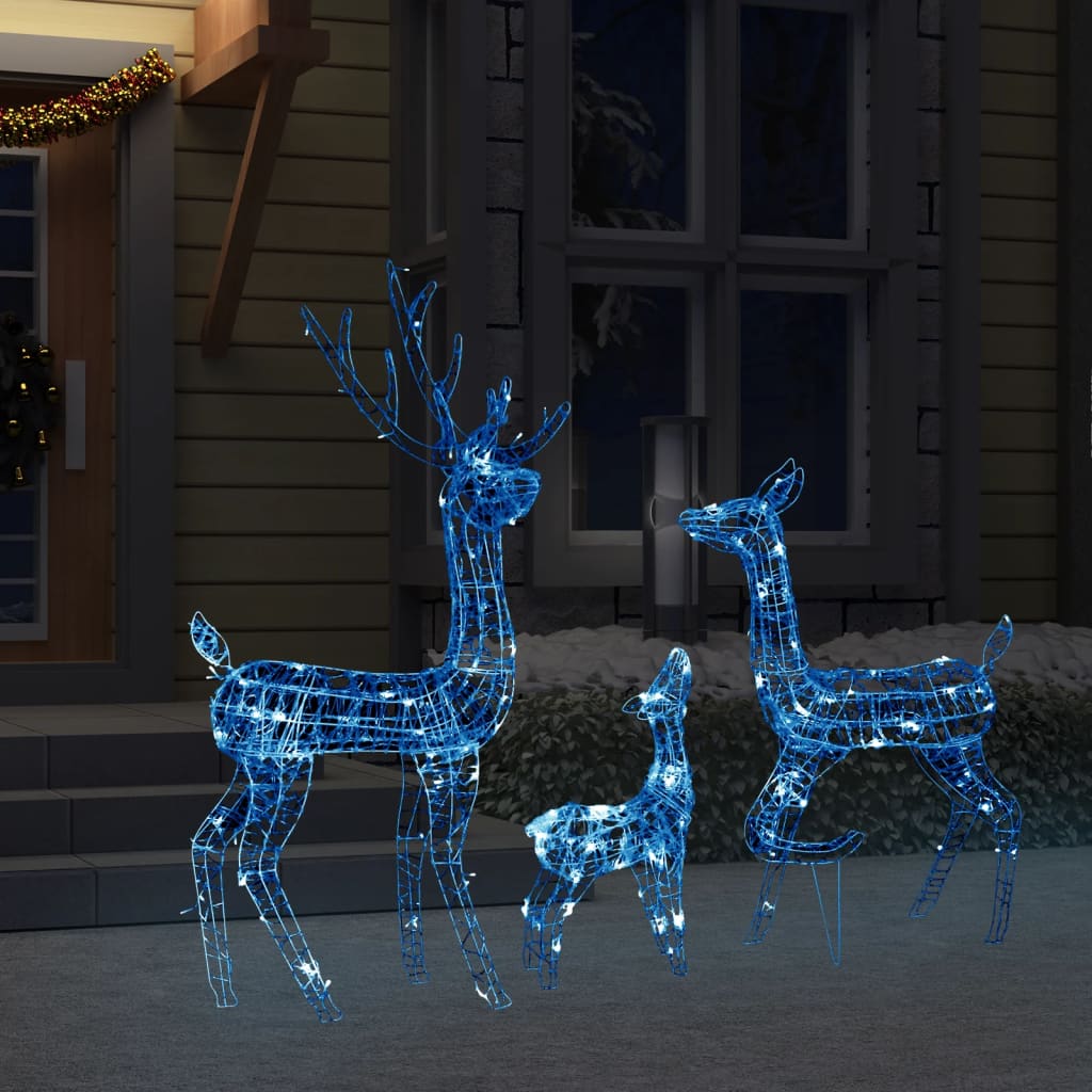Vidaxl kerstversiering rendierfamilie 300 led's blauw acryl