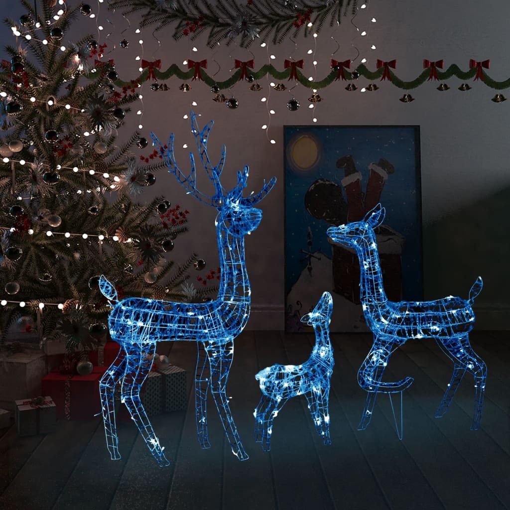 Vidaxl kerstversiering rendierfamilie 300 led's blauw acryl