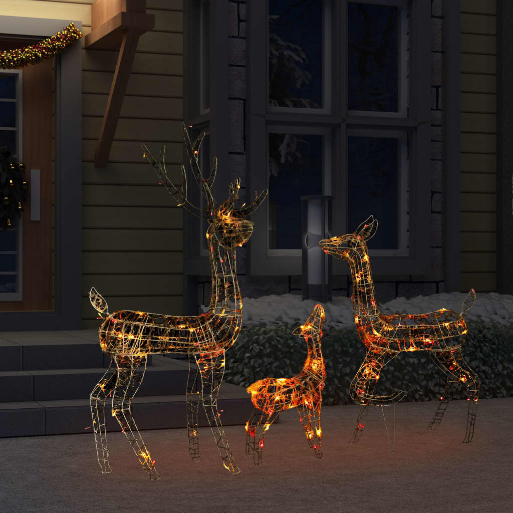VidaXL Kerstversiering rendierfamilie 300 LED's meerkleurig acryl
