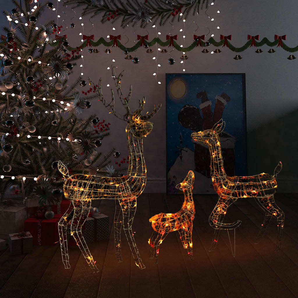 VidaXL Kerstversiering rendierfamilie 300 LED's meerkleurig acryl