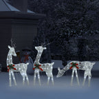 Vidaxl rendierfamilie kerstmis koudwit 270x7x90 cm mesh wit