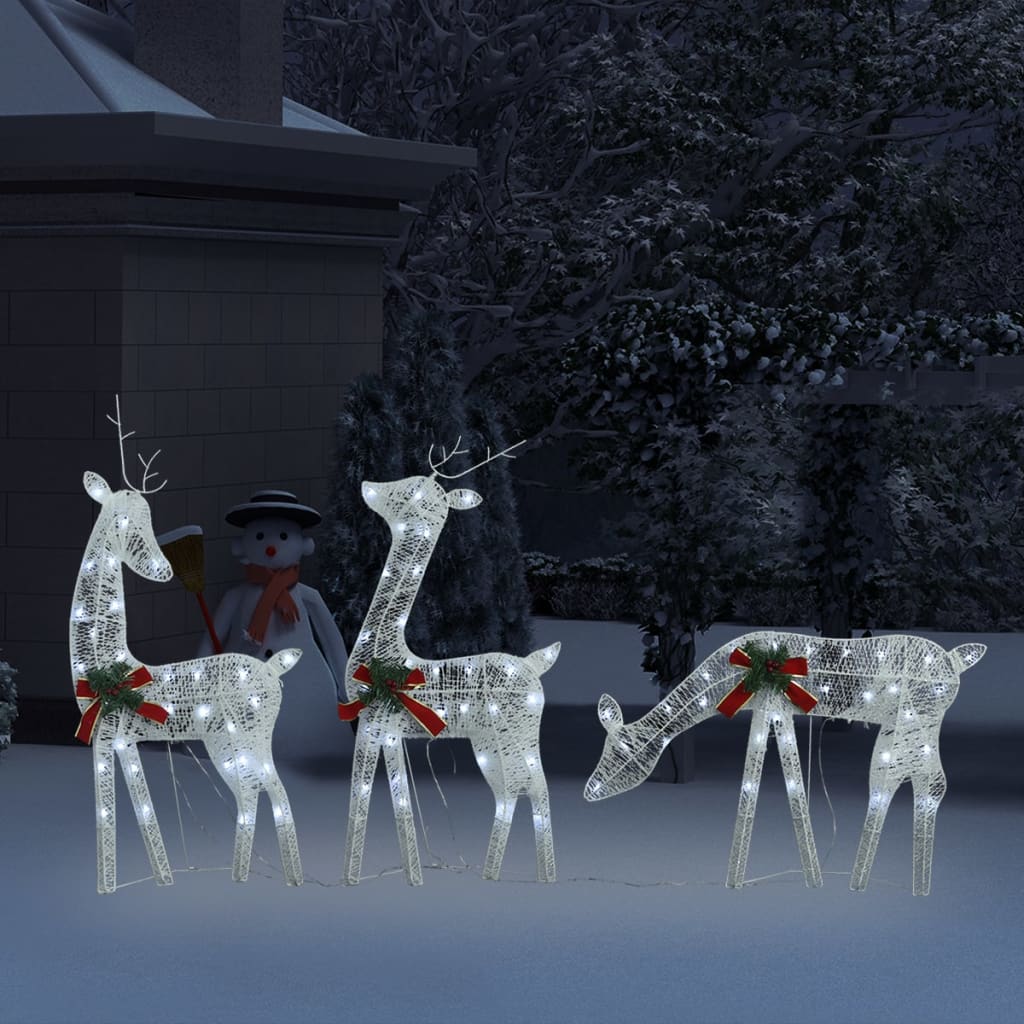 Vidaxl rendierfamilie kerstmis koudwit 270x7x90 cm mesh wit