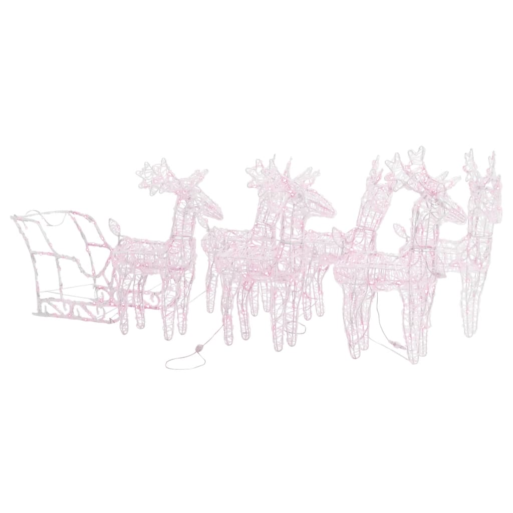 Vidaxl kerstdecoratie rendieren en slee 280x28x55 cm acryl