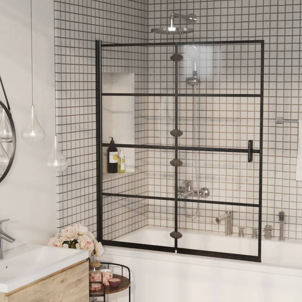 Vidaxl douchewand inklapbaar 120x140 cm esg zwart