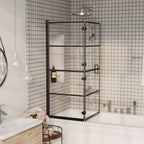 Vidaxl douchewand inklapbaar 120x140 cm esg zwart