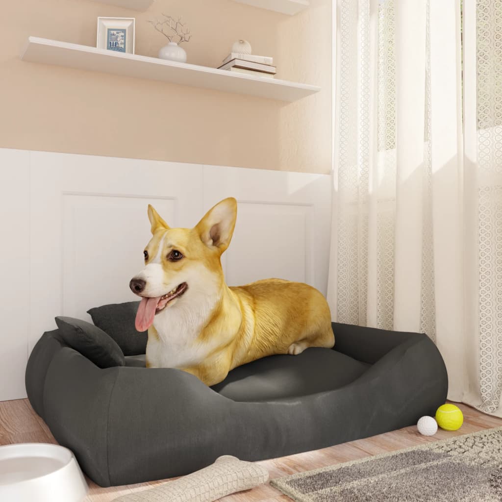 VidaXL Hondenbed met kussens 75x58x18 cm oxford stof donkergrijs