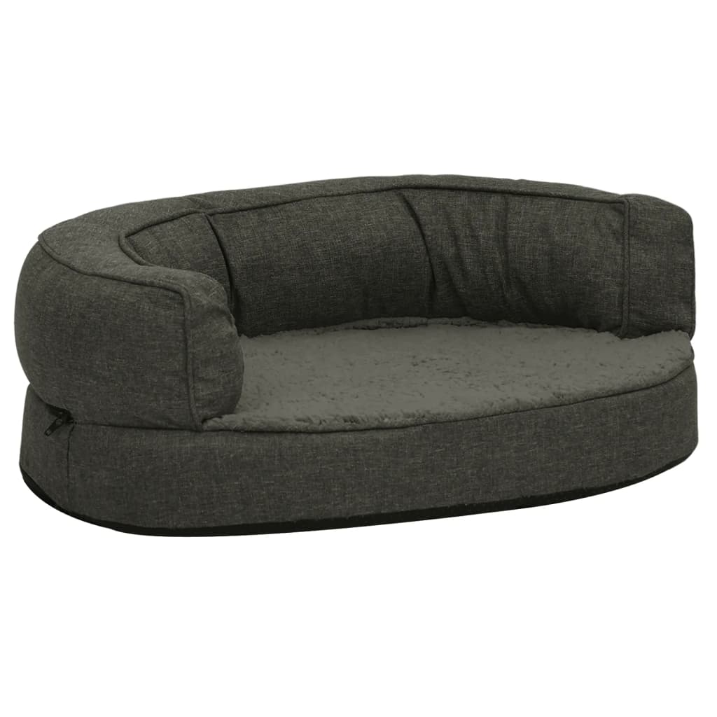 VidaXL Hondenbed ergonomisch linnen-look 60x42 cm fleece donkergrijs