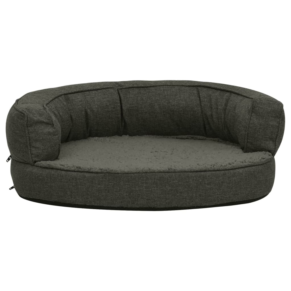 VidaXL Hondenbed ergonomisch linnen-look 60x42 cm fleece donkergrijs