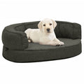 VidaXL Hondenbed ergonomisch linnen-look 60x42 cm fleece donkergrijs