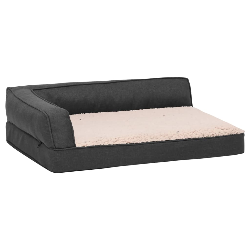 VidaXL Hondenbed ergonomisch linnen-look 75x53 cm fleece donkergrijs