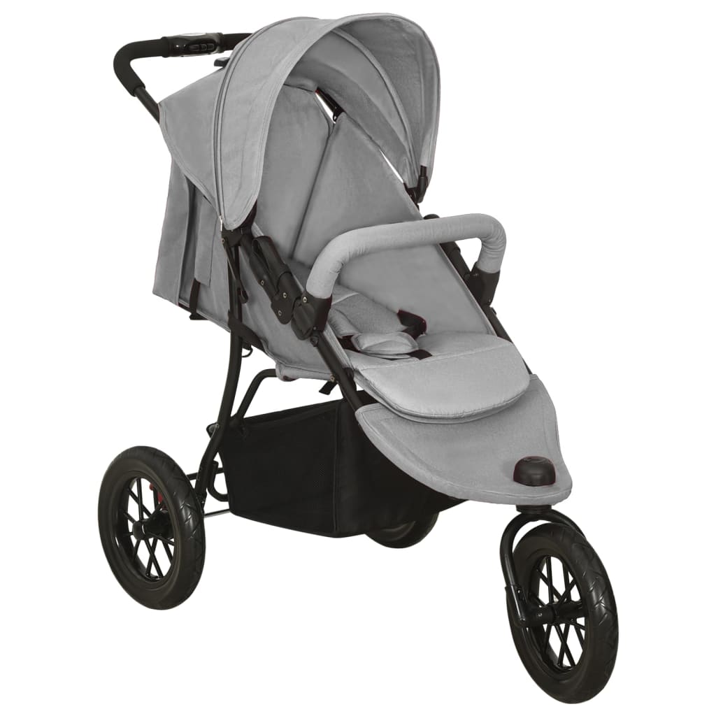 Vidaxl kinderwagen staal lichtgrijs