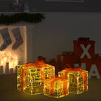 VidaXL Kerstverlichting geschenkdozen 3 st decoratief acryl warmwit