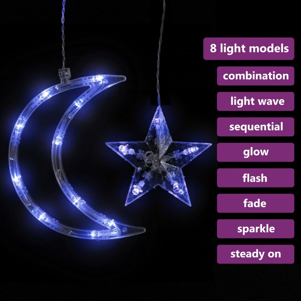 Vidaxl lichtslinger ster en maan afstandsbediening 345 led's blauw